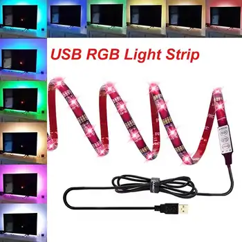 

LED Strip Light for TV Backlights 5050 RGB Tape 1M/2M/3M DC 5V Flexible RGB LED Stripe Ribbon Diode +3 Keys Controller+ Adapter