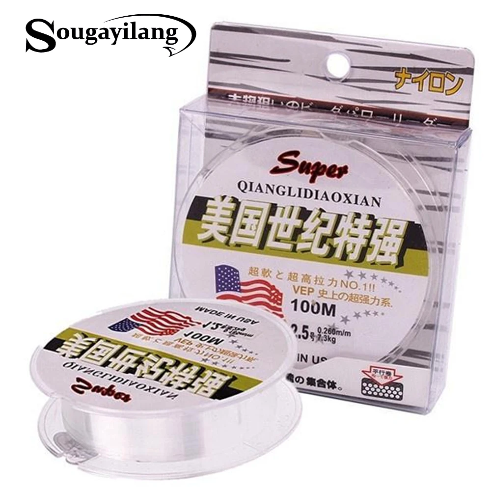 Sougayilang 100 м Фирменная суперпрочная нейлоновая прозрачная фторуглеродная