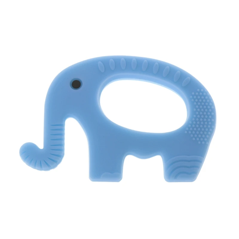 Прорезыватель для зубов в виде слона, Пищевая силиконовая подвеска, Прорезыватель для зубов, игрушка для новорожденных, 72XC - Цвет: Синий