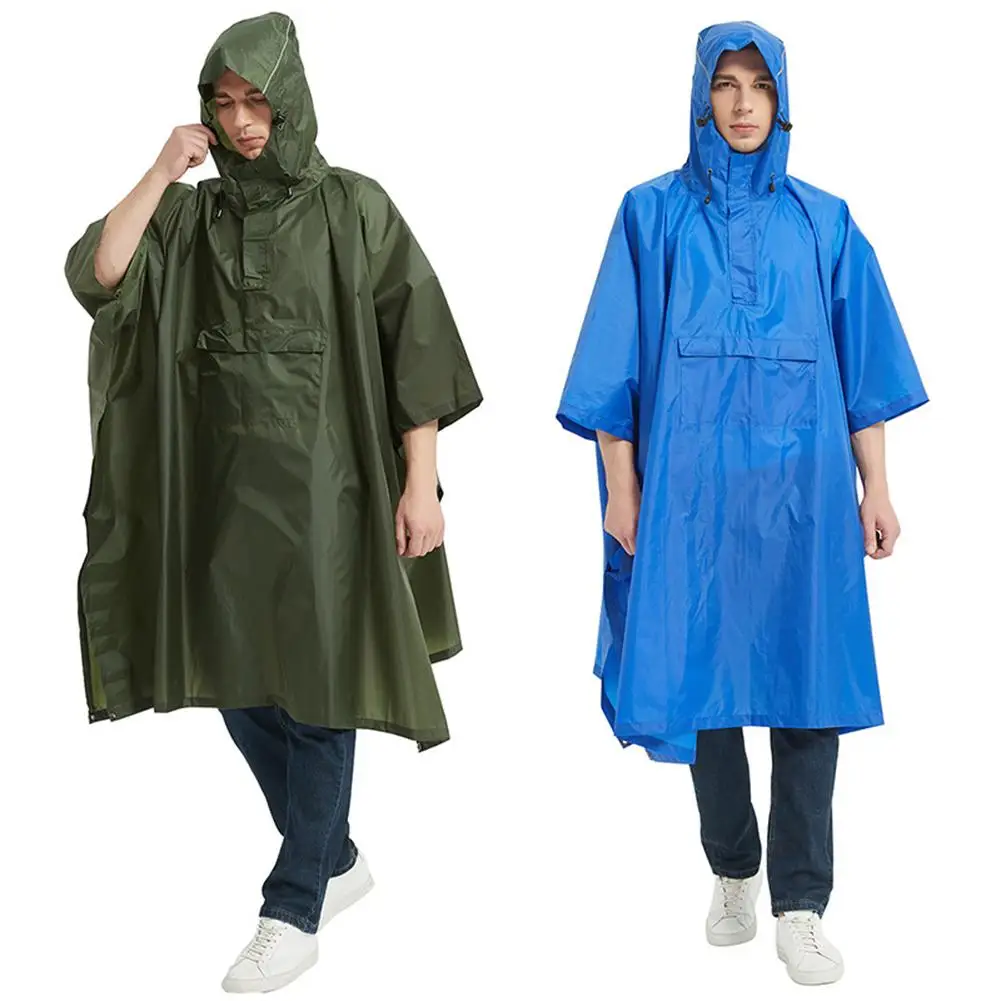 

Hooded Raincoat Waterproof Polyester Taffeta Rain Poncho Reusable Rain Gear Hiking Cycling Backpack Rain Cover For Men Women