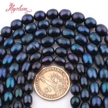 7-8,8-9 мм овальный черный пресноводный жемчуг рыхлый натуральный камень свободные бусины для женщин Изготовление ювелирных изделий DIY ожерелье браслет серьги 15"