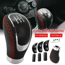 5 6 velocidade genuíno couro do plutônio gearshift universal substituição manual da engrenagem do carro vara shift knob conjunto 96x50mm