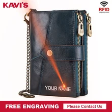 KAVIS DIY Gratis Graveren Echt Leer Portemonnee Mannen Crazy Horse Portefeuilles Portemonnee Korte Mannelijke Geld Tas Rfid Walet Perse(China)