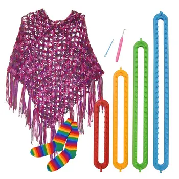 

Peg Board Hook Set Loom Knitting 4 Size Scarf Kit Weaving Long Shape Loom Shawl Quick DIY Plastic Tool Loom Hook Cape Muffler