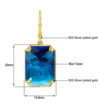 

DI-408 Jewelry Topaz Earrings Real Silver 925 Drop Earrings For Women Accessories Ocean 14K Gold Jewelry 2020 Luxury Brands