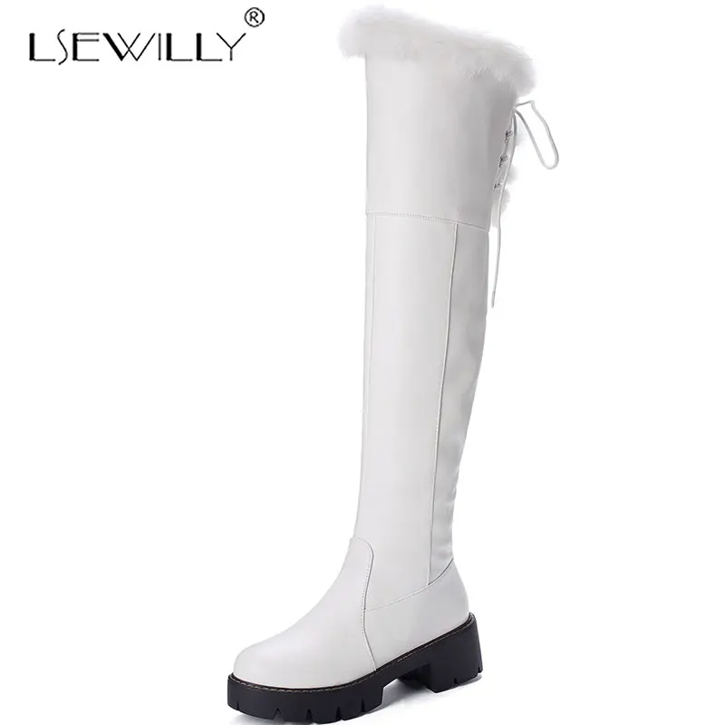 faux fur thigh high boots