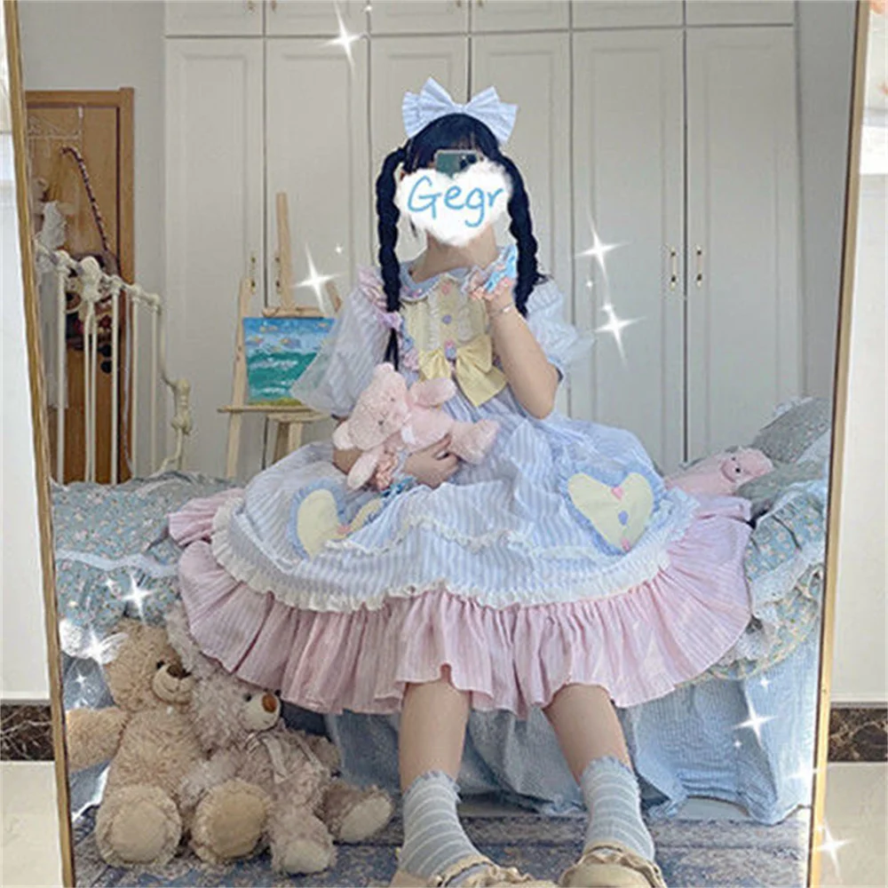 Ϳ ҳ   ư Bowknot ڽ θŸ 巹     Į Kawaii Woman Ruffle Lolita Op