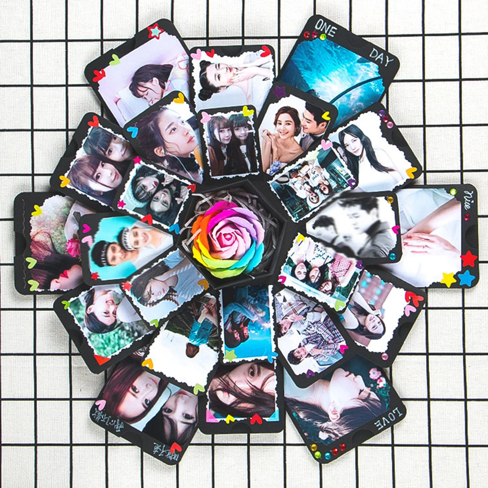 Шестигранная форма Многослойные DIY памяти скрапбук фотоальбом коробка Валентина Свадебный подарок романтический памятный подарок