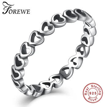 

Forewe Trendy Stackable Heart Romantic Ring Real 925 Sterling Silver Ring Wedding Anniversary Jewelry Gift For Women