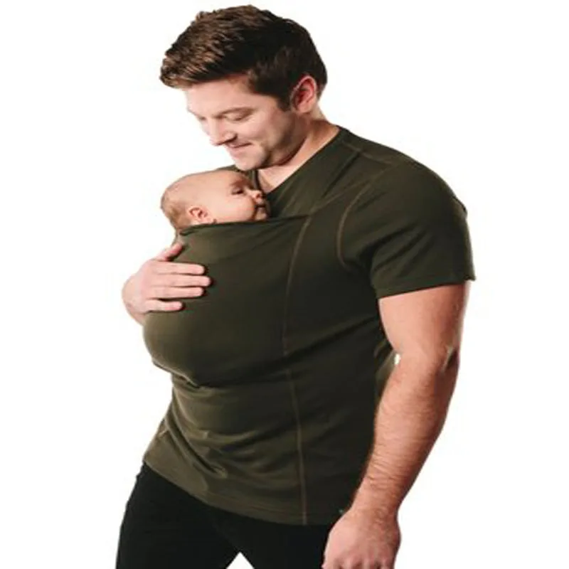 Men's Dad Baby Carrier T-Shirt Wrap Maternity Kangaroo Bag Care Bonding Shirt 