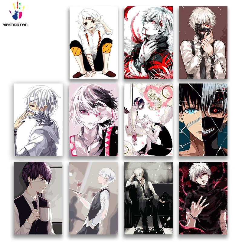 DIY картинки для раскраски по номерам с цветами Tokyo Ghoul японская анимационная