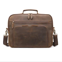 

Leather Briefcase Top Layer Cowhide Men's Handbag Business 15.6 Inch Computer Bag Shoulder Messenger Bag