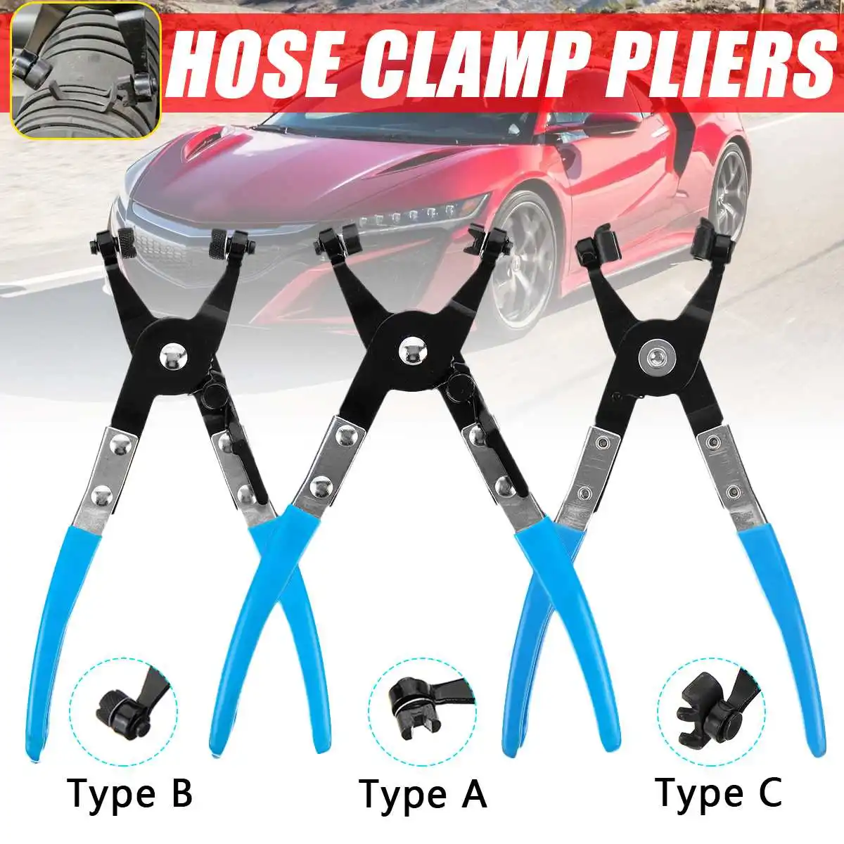 Hot New 3 Type Flat-Band Ring Spring Swivel Hose Clamp Pliers Tool Car Auto Water Pipe Removal Jaws Repair |