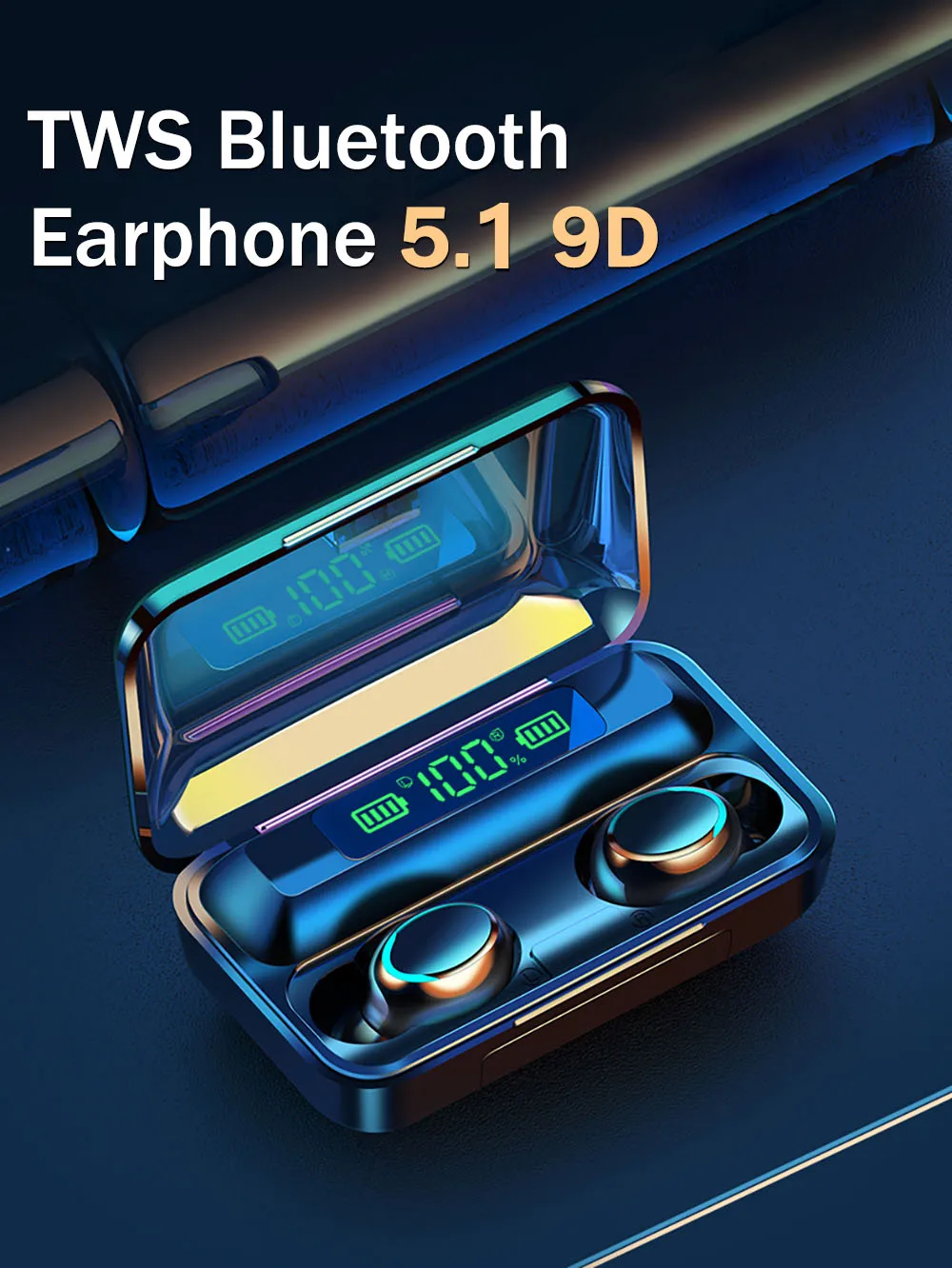 TWS Bluetooth 5.1 Earphones 2200mAh Charging Box Wireless Headphone 9D Stereo Sports Waterproof Earbuds Headsets With Microphone