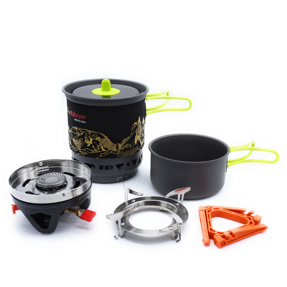  APG Camping Cookware Bowl Pot Pan Combination Portable Tableware gas cooking system stove outdoor c