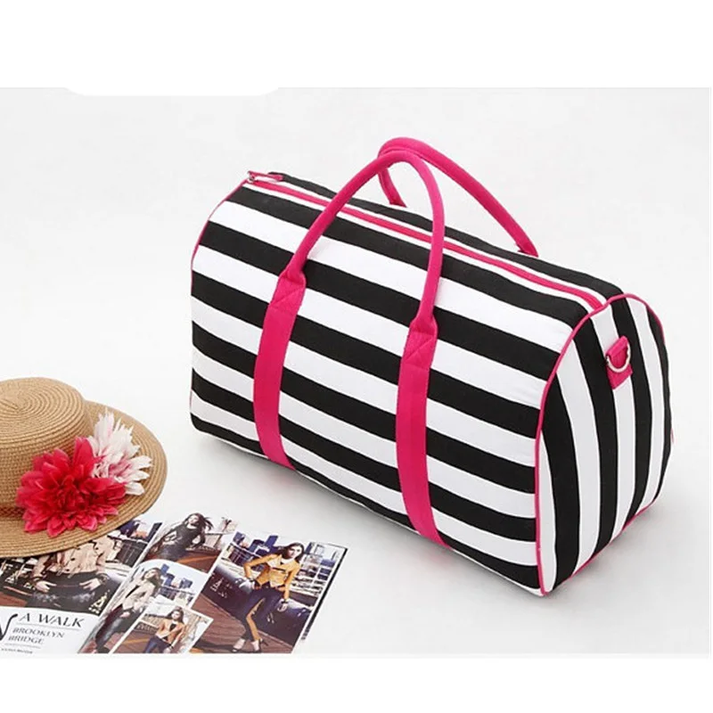 Women Canvas Handbags Cross Body Bag Messenger Bags Stripe Beach Bag Travel Bags