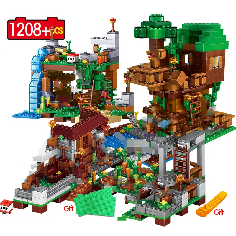 

Village Warhorse 3in1 1208pcs My World Building Blocks Friend City Tree House Waterfall Compatible with Legoinglys