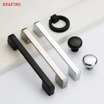 

KK&FING Zinc Aolly Black Kitchen Cabinet Door Handles American style Wardrobe Cupboard Door Pulls Drawer Knobs Furniture Handle