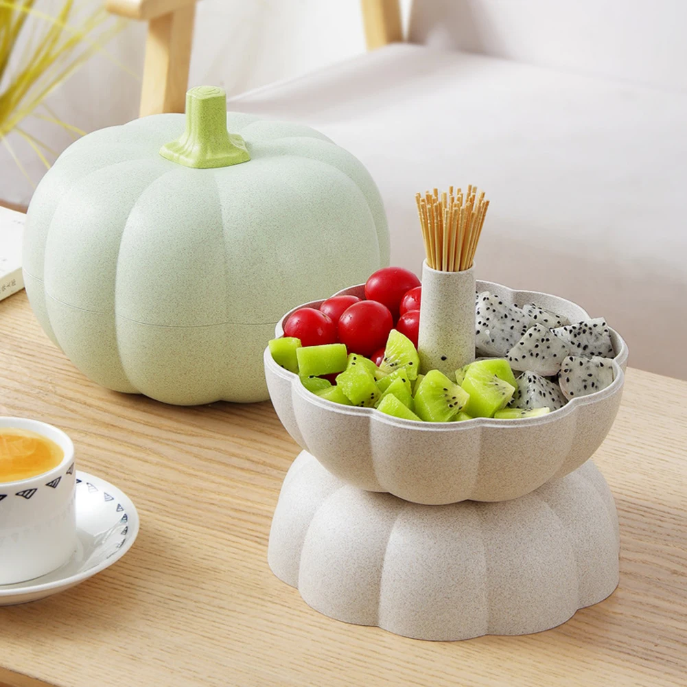 

Pumpkin Shape Home Fruit Gadget Storage Box With Lid Food Storage Candy Box Snack Organizer Serving Tray Tableware Decorative