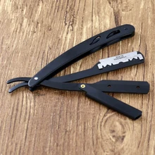 Мужские парикмахерские инструменты для бритья, бритва и лезвия, антикварный черный складной нож для бритья, нержавеющая сталь, прямые лезвия для бритвы