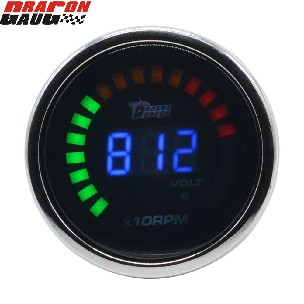Тахометр и вольтметр Dragon gauge 52 мм 0 9999 об/мин|gauge volt|gauge rpmrpm |