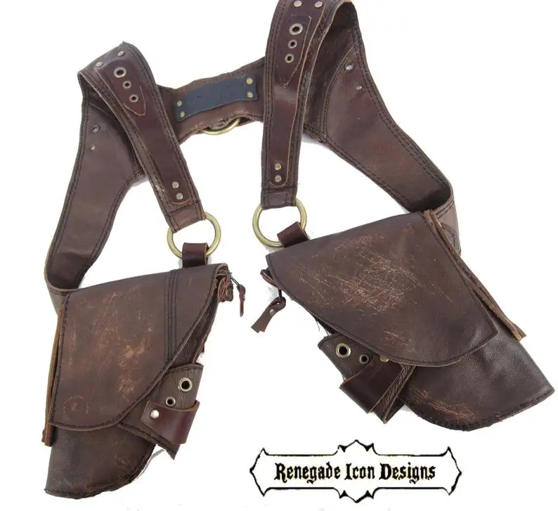 

Medieval Men Vintage Punk Retro Pocket PU Leather Vest Belt Waist Bag Carnival Halloween Knight Soldier Cosplay Pouch Purse Prop