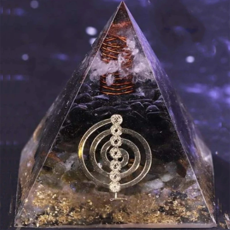 

8cm Orgonite Pyramid Amethyst Crystal Sphere With Tree of Cabala Natural Cristal Stone Energy Healing Reiki Chakra Multiplier