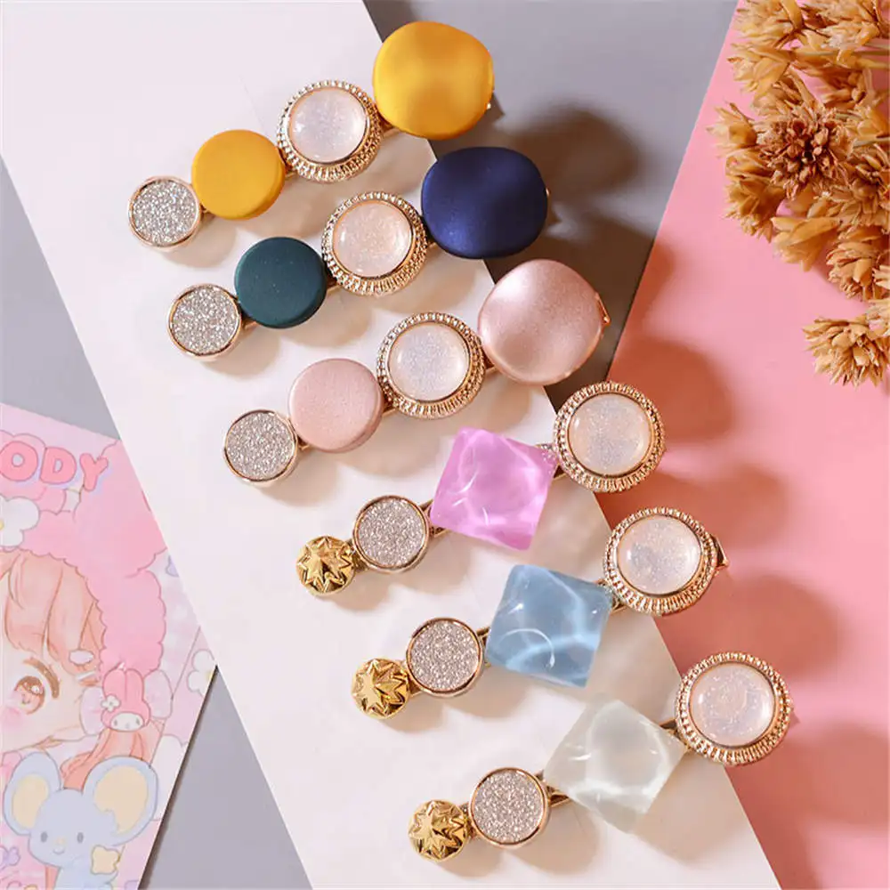 

1Pcs Fashion Crystal Button Pearl Hair Clip Women Hairpin For Women Girls Hairpins Barrette Hair Styling Accessories