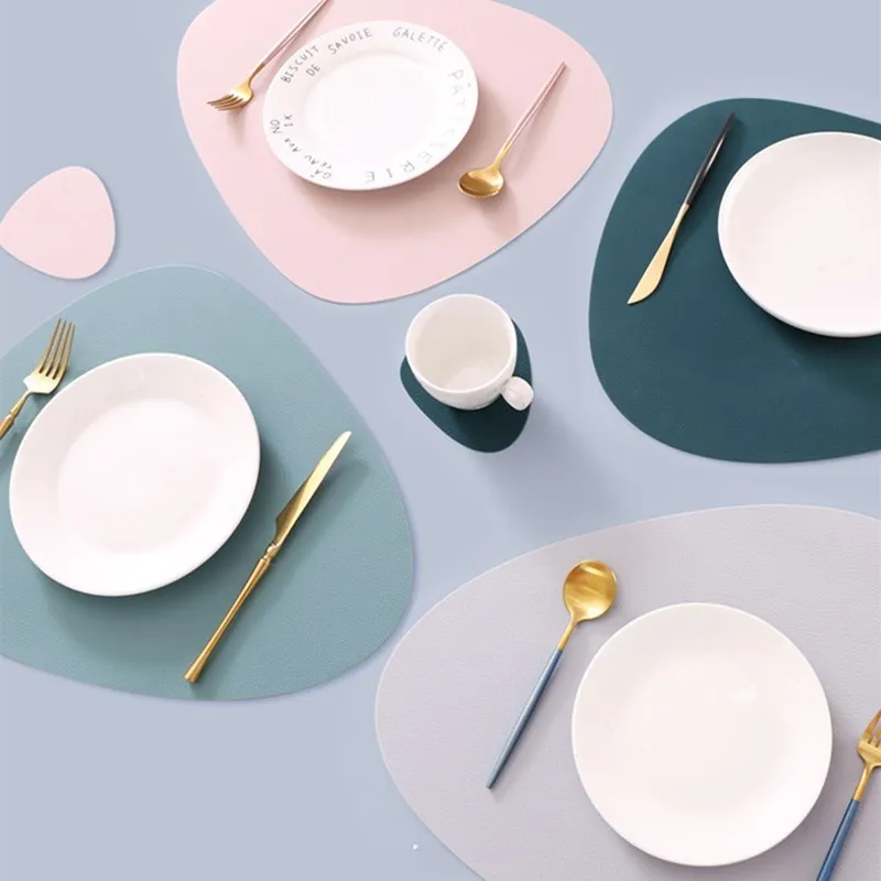 Waterproof Silicone Placemat Table Mat Set Heat Insulation Non-Slip Tableware Pad Washable Bowl Cup Coaster Home Decoration 2021