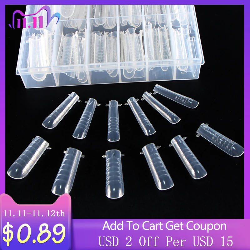 

120/60pcs Dual Forms Tips Quick Building Gel Mold Nail System Full Cover Tips Nail Extension Forms Top Molds Form For Building
