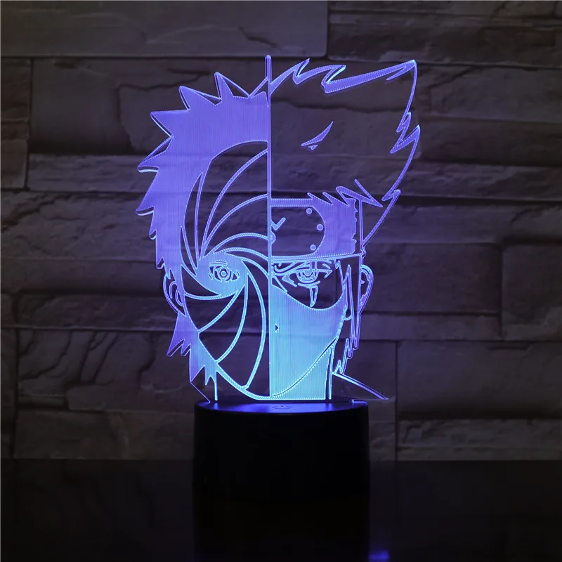 Наруто настольная лампа Hatake kakahi 3D оптическая прикроватная лампа RGB 7 Красочный светодиодный ночник USB лампа зажигающаяся от прикосновения подарок для детей 2892