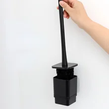  Black Toilet Brush with Holder Wall-mounted Plastic WC Brushes Bathroom Cleaning Tool Set Bathroom Accessories Home Cleaner 