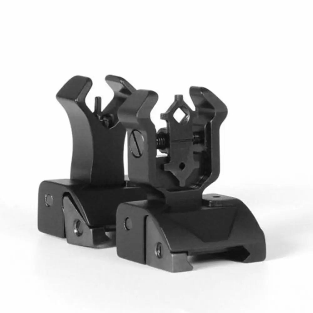 

Metal Flip-up Airsoft Front And Rear Battle Sights Folding Flip Front And Rear Sight Set Double Diamond Shape For Picatinny Rail