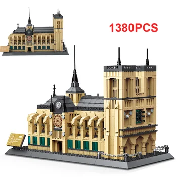 1380PCS Architecture Notre Dame Cathedral Building Blocks Model World Famous Architecture Compatible City Bricks Toys For Kids