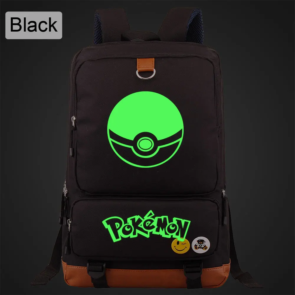 Green Luminous Pokemon Pikachu Boy Girl Book School bag Women Bagpack Teenagers Schoolbags Men Student Patchwork Backpack