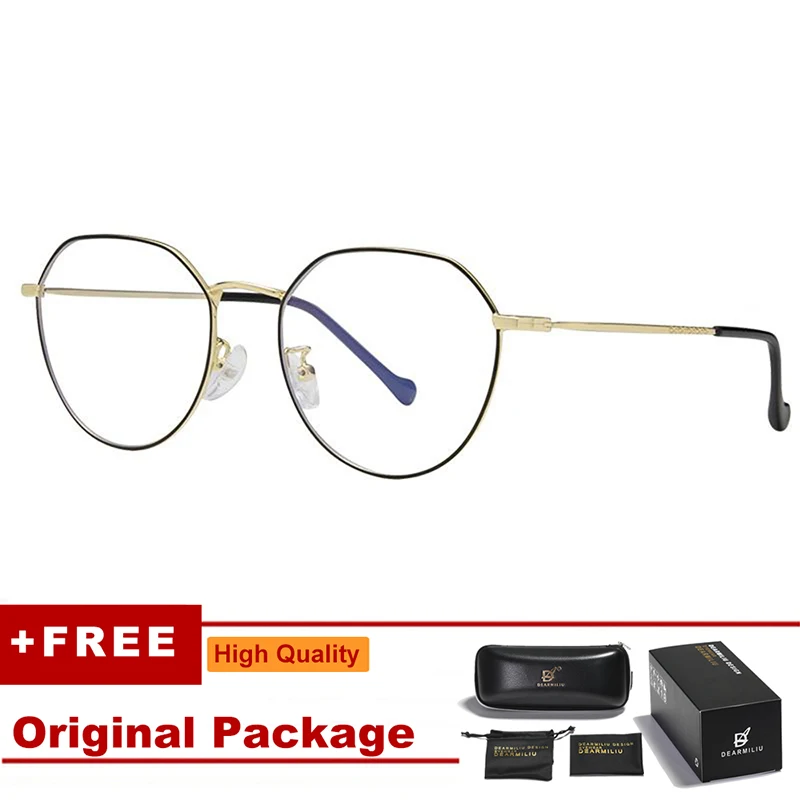 DEARMILIU Round Rose Gold Frame Anti Blue Light Blocking Glasses led Reading Radiation-resistant Glasses Computer Gaming Eyewear