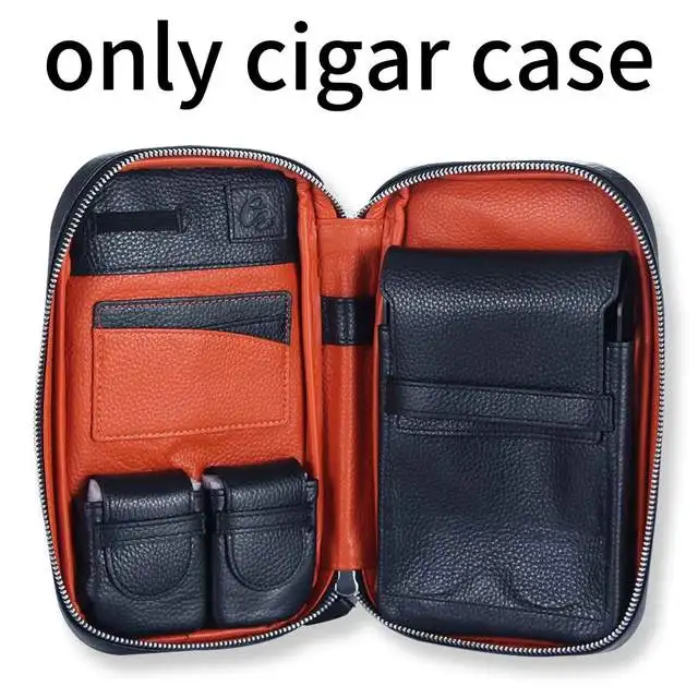 Galiner Real Leather Cigar Case Travel Portable Cigar Humidor Bag 