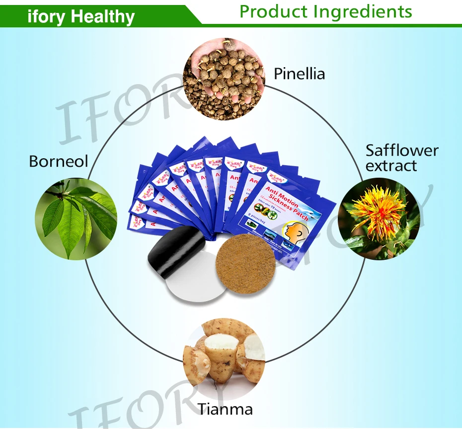 Ifory путешествия здоровье и гигиена Пластырь от укачивания 50 пакета(ов)/100 шт. автомобиль/море/Самолет рвота рельеф натуральный анти-тошнота