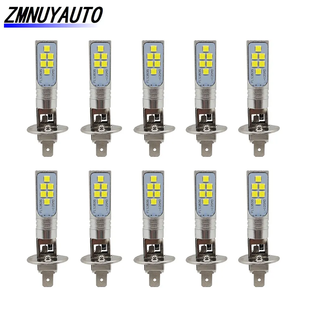 

10PCS H1 Led Lamp Car Fog lights 3535SMD 1400LM Daytime Running Light h1 Auto Bulbs 6000K White 12V 24V Automotivo