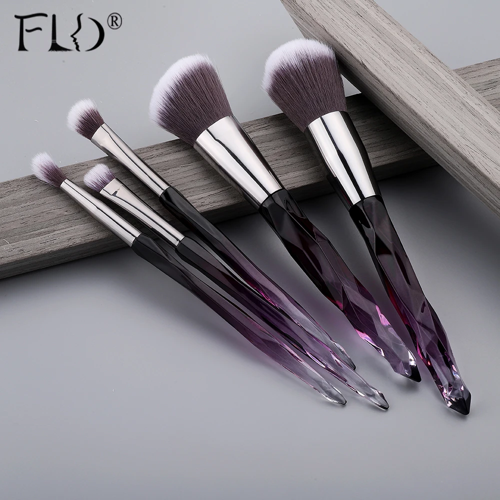 

FLD 10Pcs Crystal Makeup Brushes Set Powder Foundation Fan Brush Eye Shadow Eyebrow Professional Blush Makeup Brush Tools