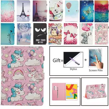 

For iPad 10.2 2019 Smart Case for Apple iPad 7th Generation A2200 A2232 Cover Funda Skin Stand Shell Painted Unicorn Owl Coque