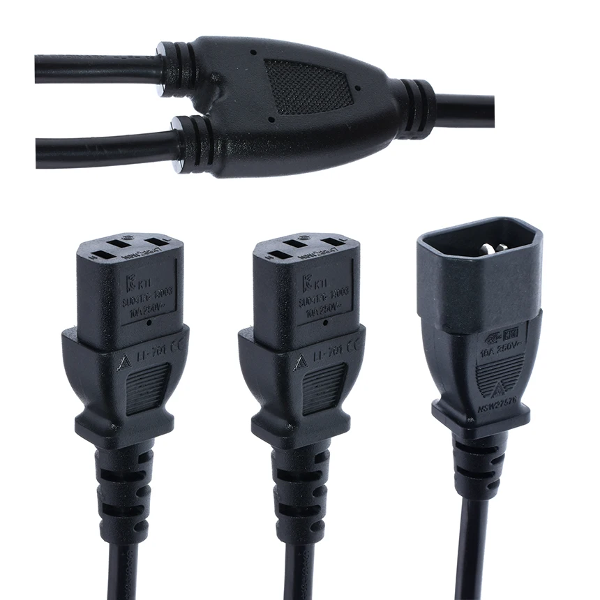 IEC 320 мужской/Женский силовой сплиттер Y КАБЕЛЬ C14 штекер до 2 x C13 женский шнур