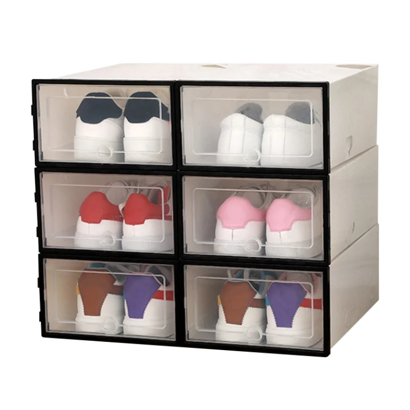Артефакт прозрачный стеллаж для обуви комбинация коробка для хранения обуви дамы толстый раскладушка пластиковый органайзер обуви рабочего стола - Цвет: B
