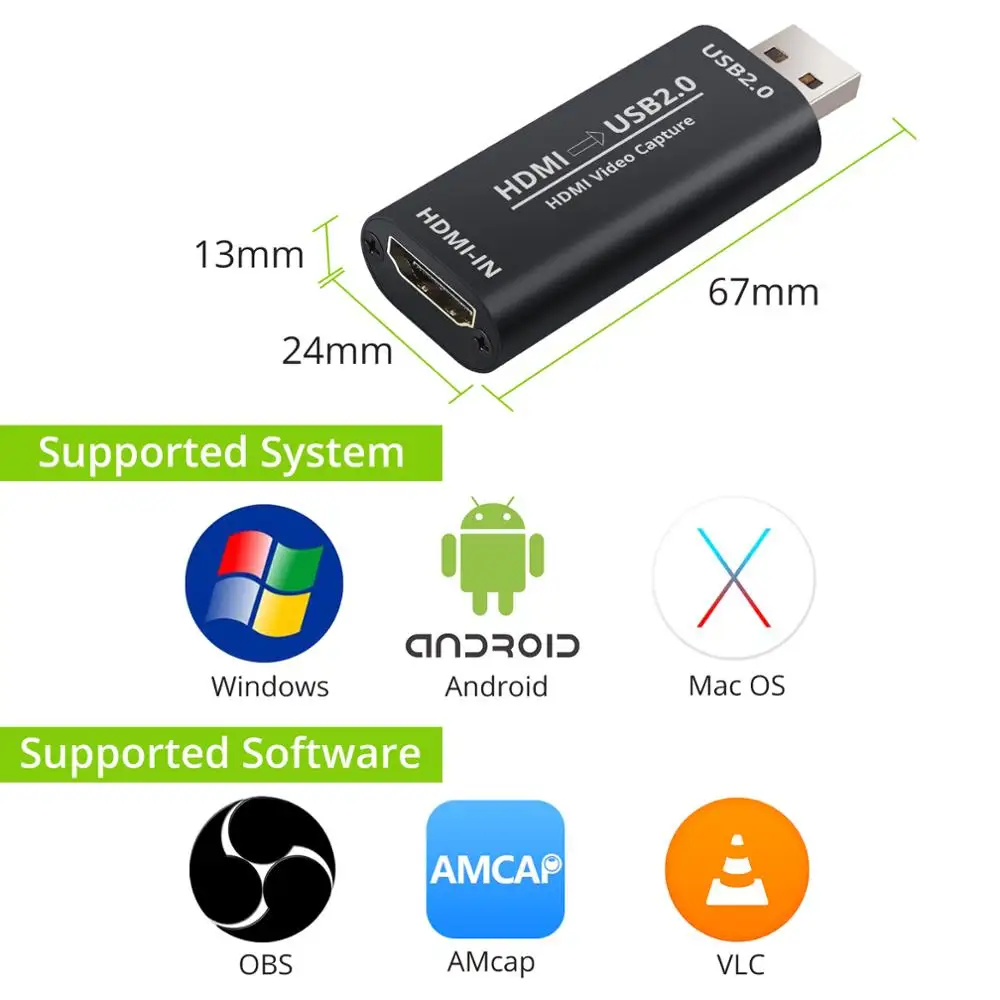 Neoteck HDMI-compatible to USB 2.0 Video Capture Card 1080P HD Recorder Game/Video Live Streaming Support Windows ȵ̵ MacOS