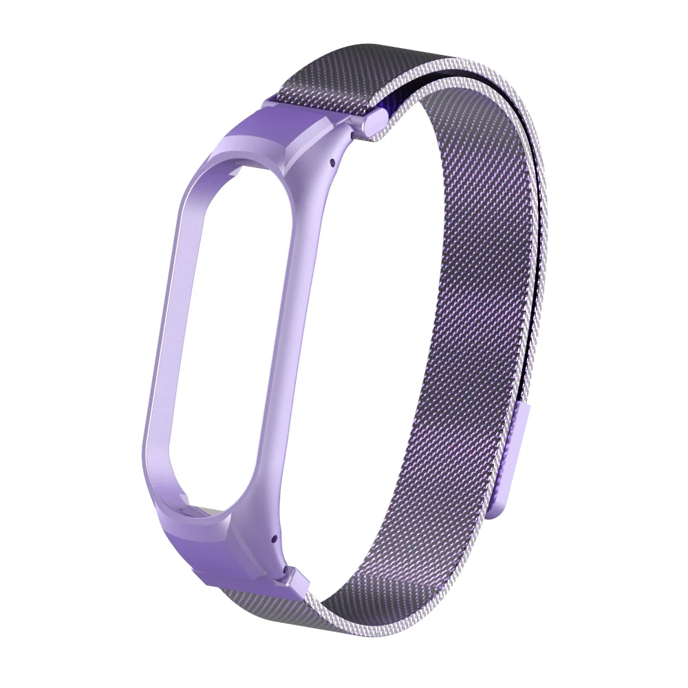 Браслет mi Band 4, 3, магнитный привлекательный металлический браслет и браслет для Xiaomi mi, Band 4, Смарт mi 3, 4, аксессуары, ремешок на запястье - Цвет: Bright purple