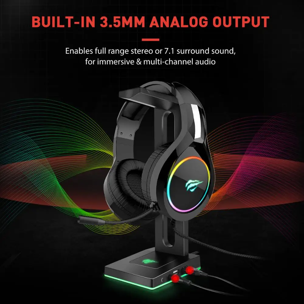 Havit Rgb Headset Stand With 3.5mm Aux 