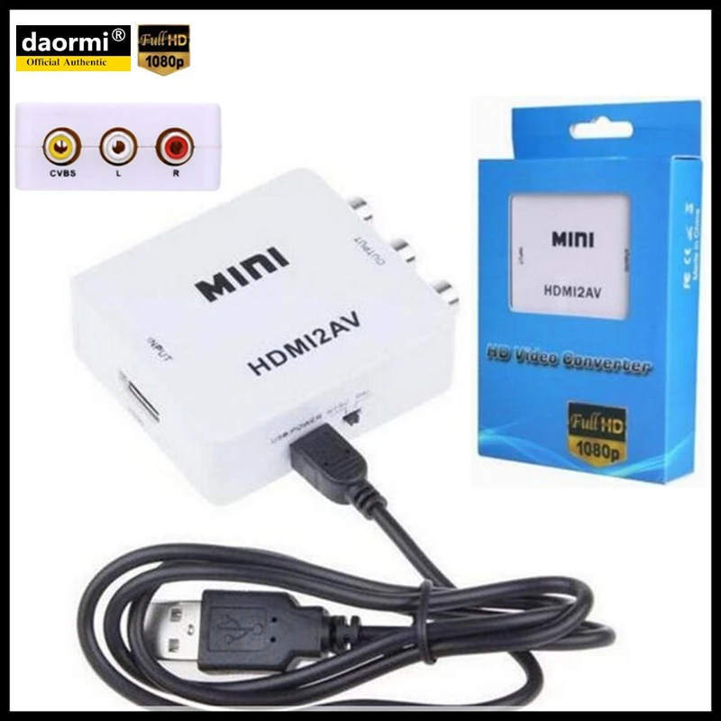 Mini HD Video Converter HDMI to RCA AV CVSB L R Video 1080P Support NTSC PAL