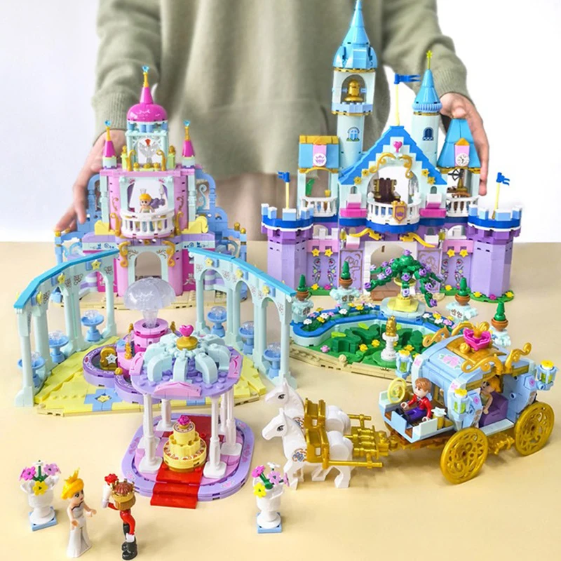 

Building Blocks Fit Legoingly 540Pcs Disneyes Series Castle Of Princess Royal Garden With Figures MOC Model Toys For Girls Gifts
