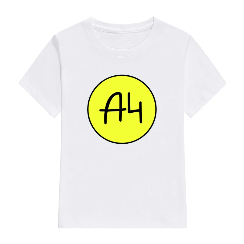 Camisetas de Mercedes A4 para niños, ropa familiar de primavera y verano para niño, playera de diseño de logotipo amarillo grande, camisetas informales para niña