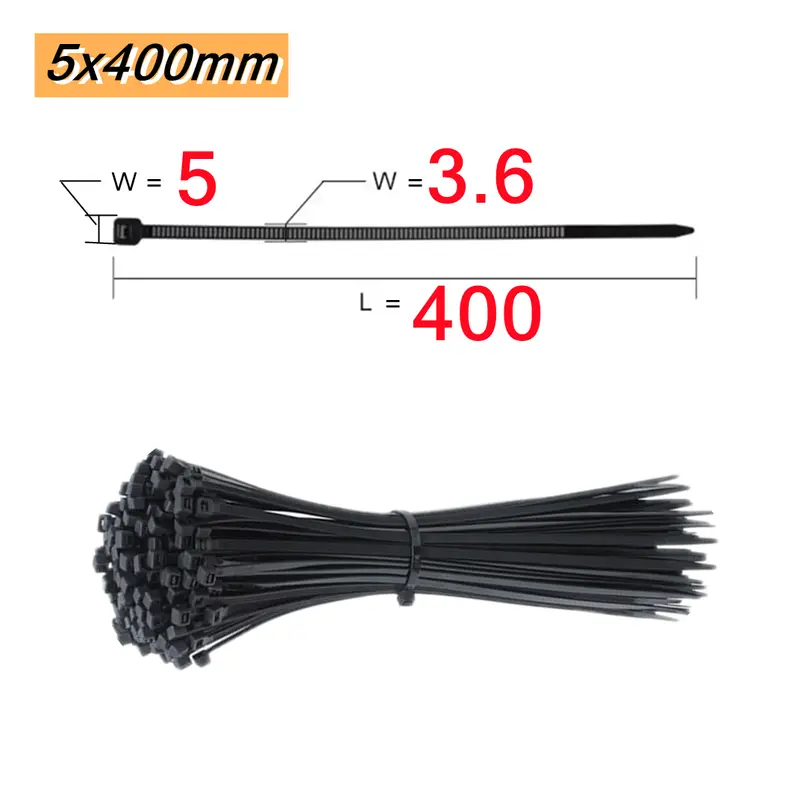 100 PCS Self-locking Plastic Nylon Tie  Black Fastening Strap Cable-Tie-Set Cable Zip Tie Fastening Ring Zip Wraps Strap Tie - Image 14